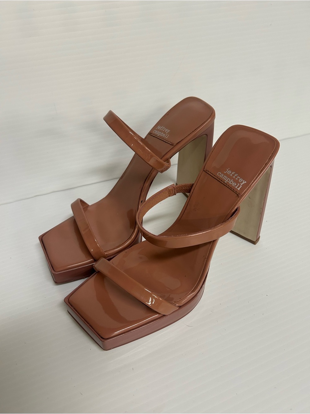 Jeffrey Campbell Hustler Platform Sandal Heels Dusty Blush Patent Size 7